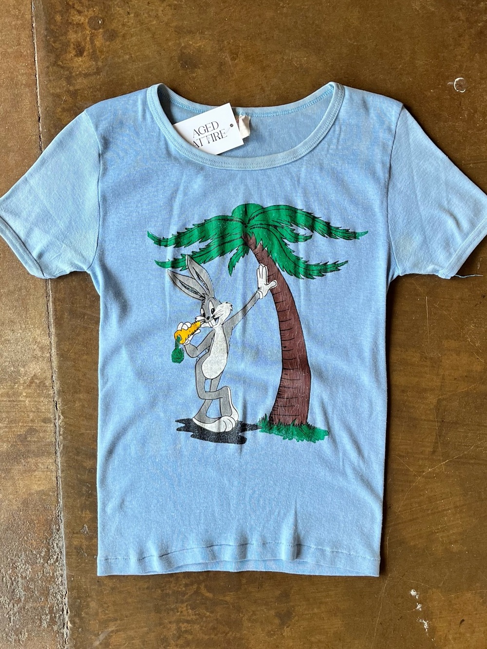 Vintage 1970s Warner Bros Looney Tunes Bugs Bunny Ringer T-Shirt Large L 50/50